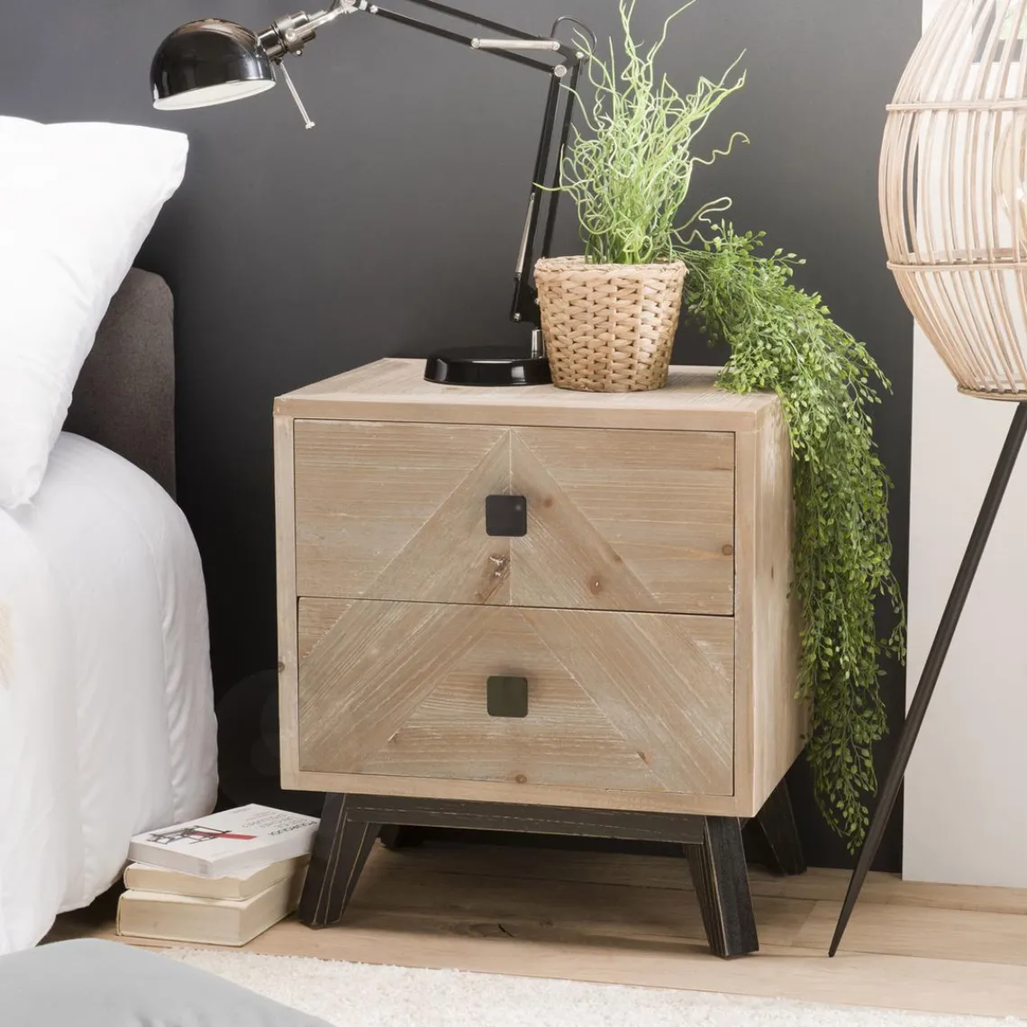 Macabane Chevet MANDY Scandi 2 Tiroirs Clearance