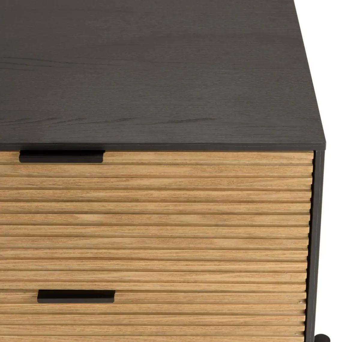 Macabane Chevet marron et noir 2 tiroirs Pin pieds métal noir Discount