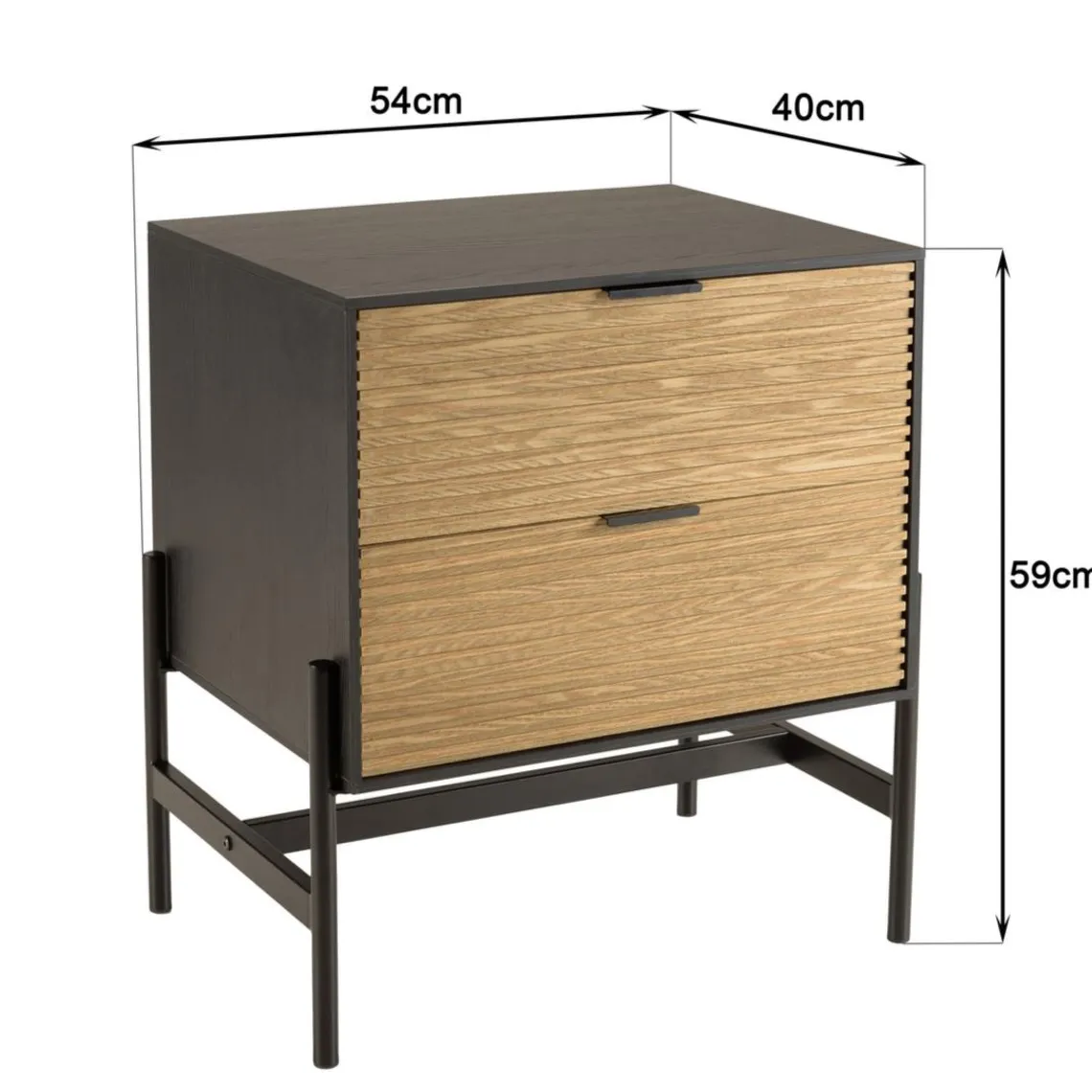 Macabane Chevet marron et noir 2 tiroirs Pin pieds métal noir Discount