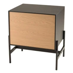 Macabane Chevet marron et noir 2 tiroirs Pin pieds métal noir Discount