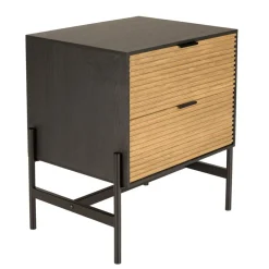 Macabane Chevet marron et noir 2 tiroirs Pin pieds métal noir Discount