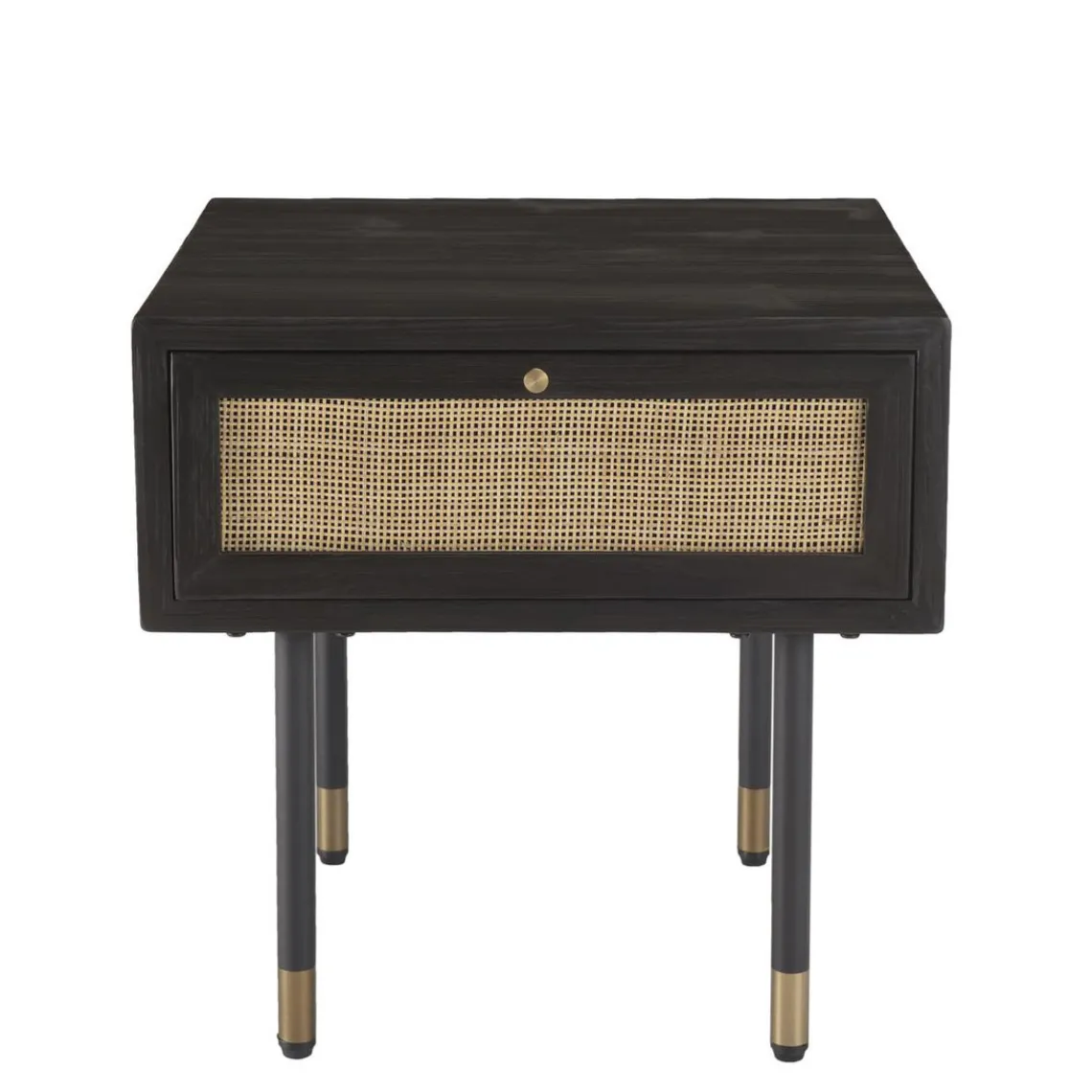 Macabane Chevet Noir 1 Tiroir Cannage YANIS
