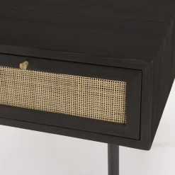 Macabane Chevet Noir 1 Tiroir Cannage YANIS