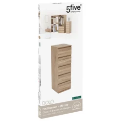 3S. x Home Chiffonier 5 tiroirs effet bois naturel Best