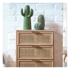 Calicosy Chiffonnier 5 tiroirs façades en rotin naturel en bois Beige Online