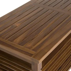 Macabane Coffre de jardin piscine HANNA en bois teck huilé 200x55cm Best