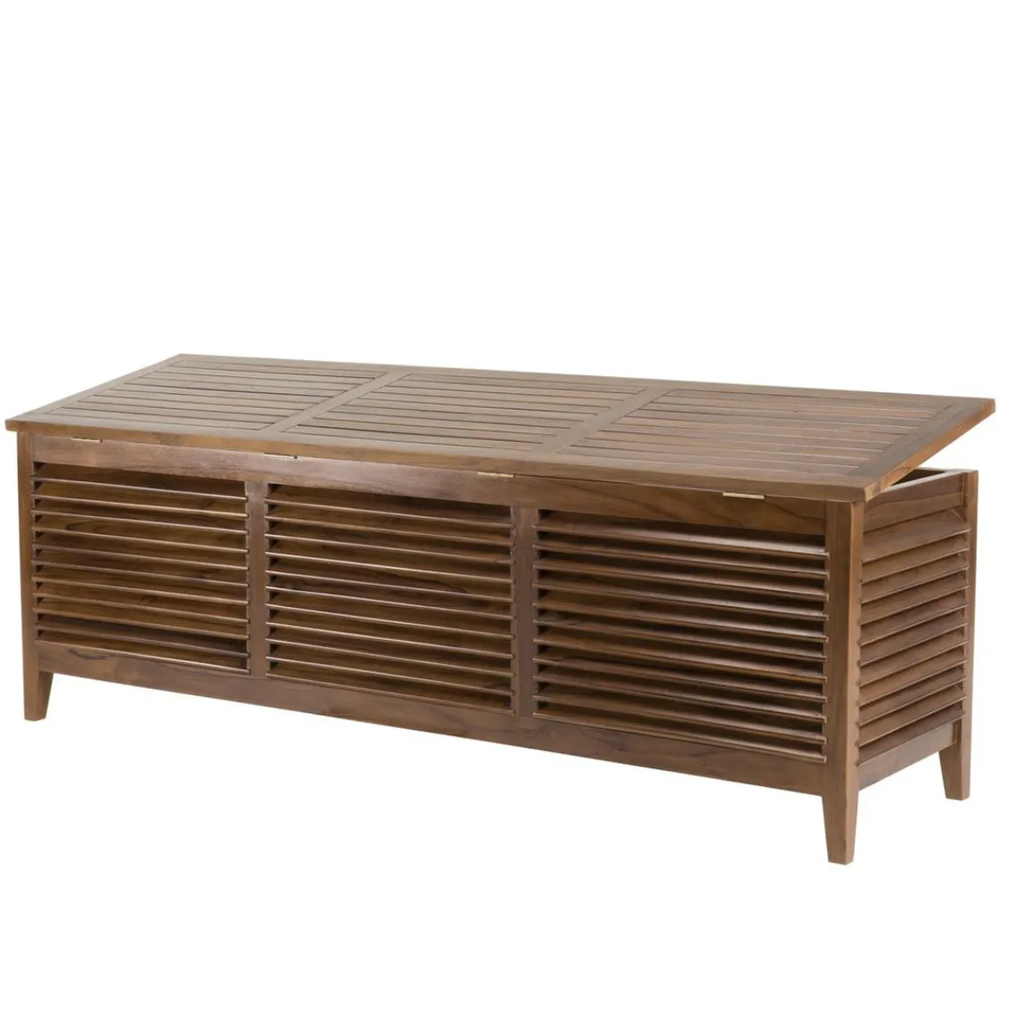 Macabane Coffre de jardin piscine HANNA en bois teck huilé 200x55cm Best