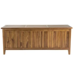 Macabane Coffre de jardin piscine HANNA en bois teck huilé 165x55cm Best