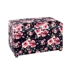 3S. x Home Coffre de rangement assise rembourrée et rabattable velours