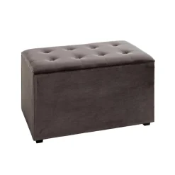 3S. x Home Coffre de rangement en MDF et en velours anthracite Clearance