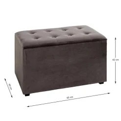 3S. x Home Coffre de rangement en MDF et en velours anthracite Clearance
