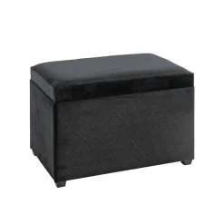 3S. x Home Coffre de rangement en velours noir assise rembourrée et pliable