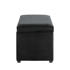 3S. x Home Coffre de rangement en velours noir assise rembourrée et pliable