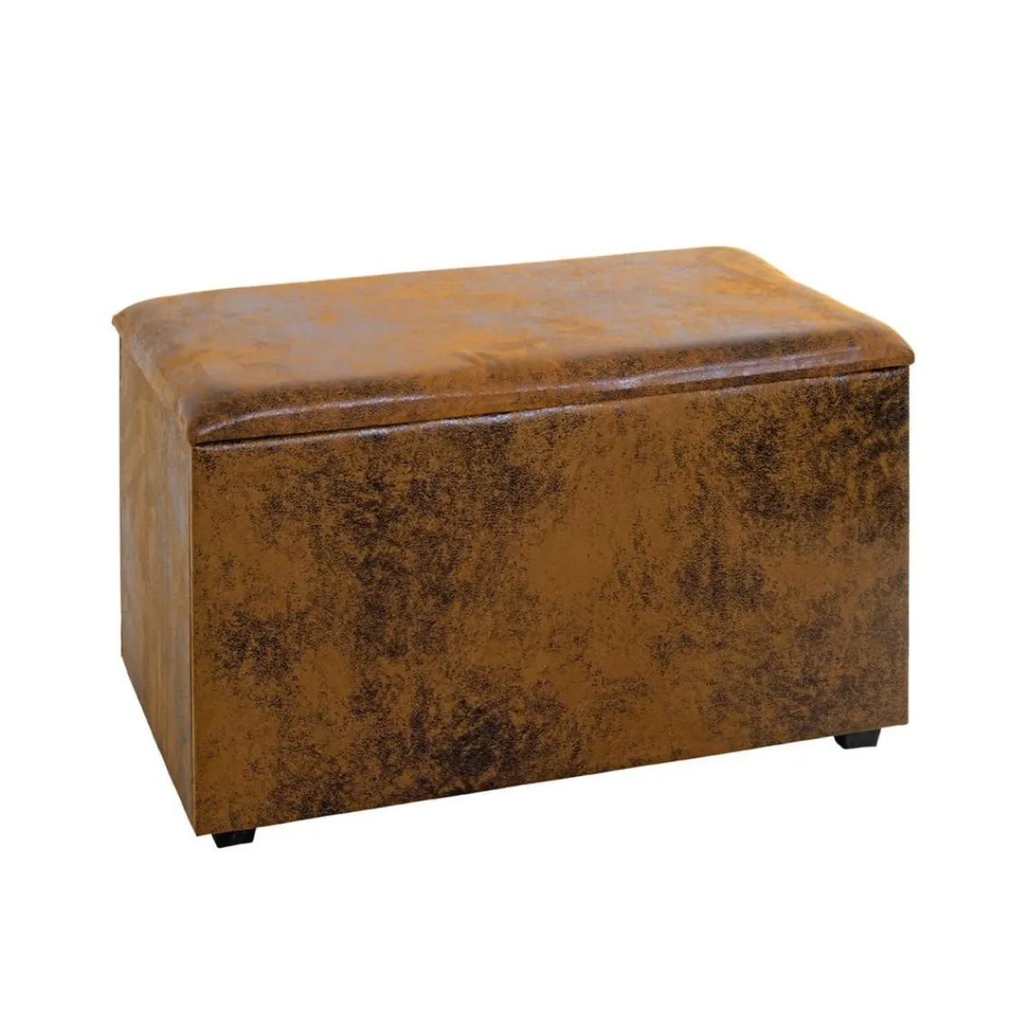 3S. x Home Coffre de rangement métal recouvert simili cuir marron Hot