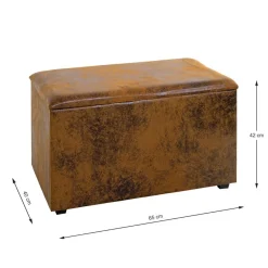 3S. x Home Coffre de rangement métal recouvert simili cuir marron Hot