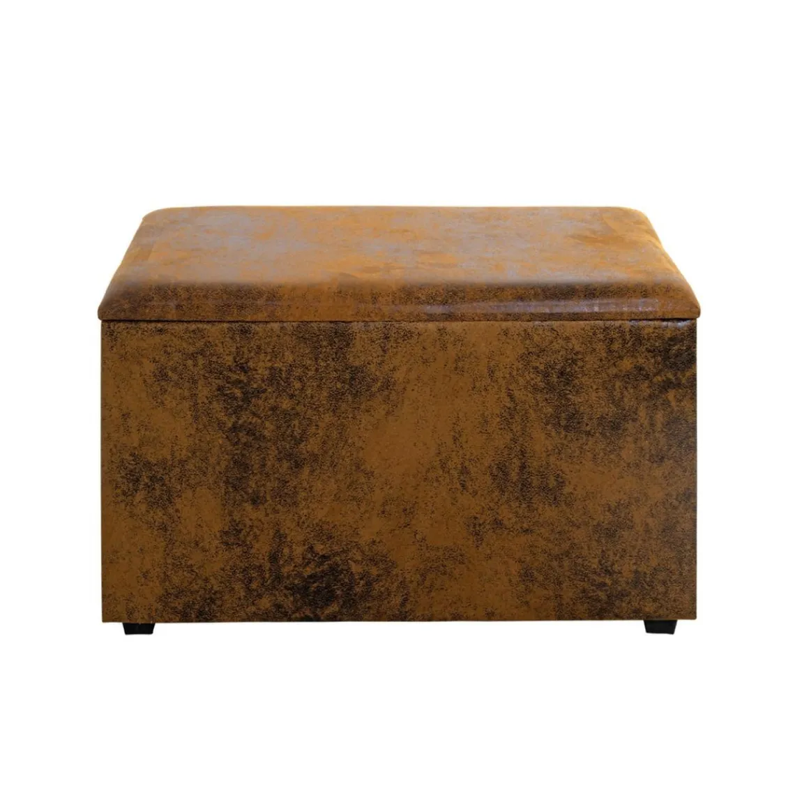 3S. x Home Coffre de rangement métal recouvert simili cuir marron Hot