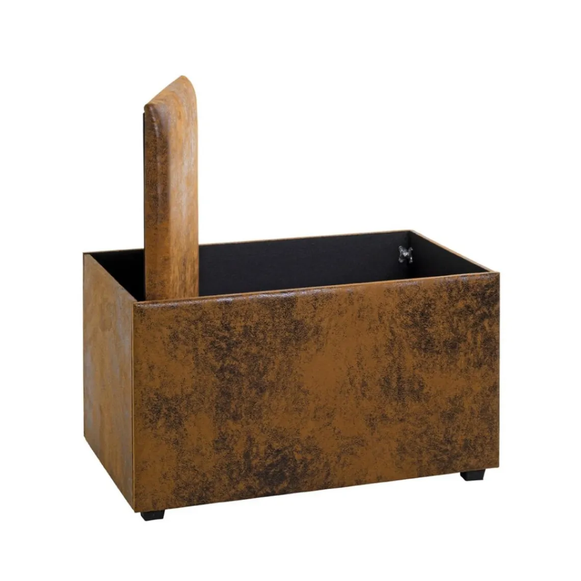 3S. x Home Coffre de rangement métal recouvert simili cuir marron Hot