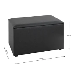 3S. x Home Coffre de rangement simili cuir noir Clearance