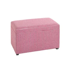 3S. x Home Coffre de rangement tissu pied-de-poule rouge et blanc Outlet