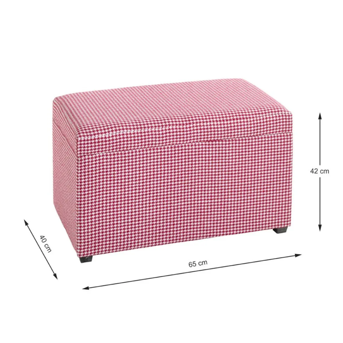 3S. x Home Coffre de rangement tissu pied-de-poule rouge et blanc Outlet
