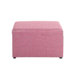 3S. x Home Coffre de rangement tissu pied-de-poule rouge et blanc Outlet