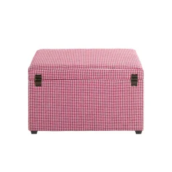 3S. x Home Coffre de rangement tissu pied-de-poule rouge et blanc Outlet