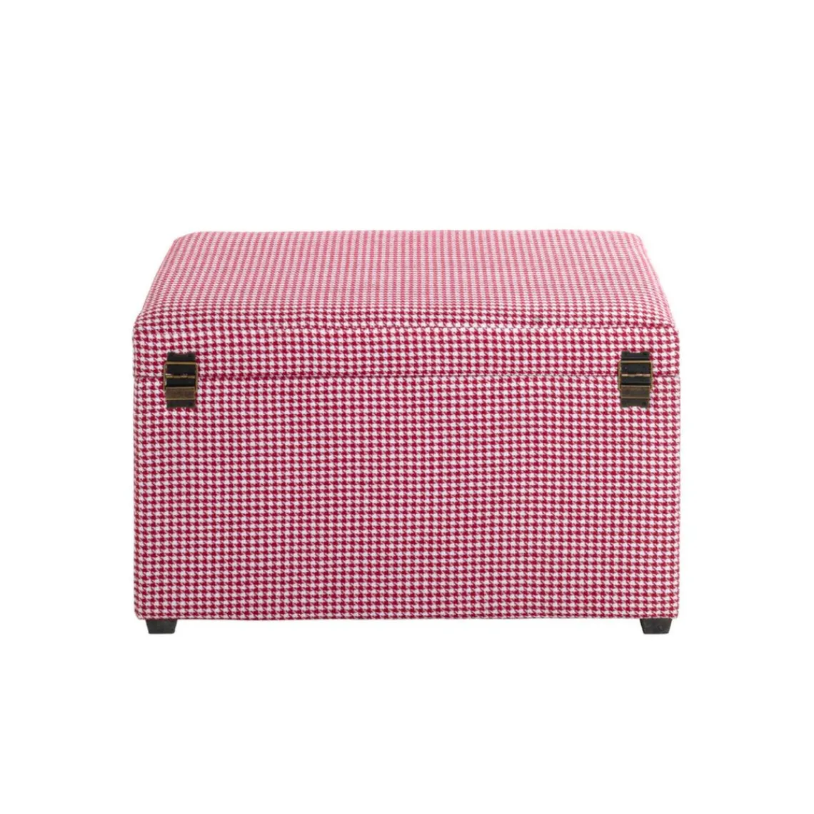3S. x Home Coffre de rangement tissu pied-de-poule rouge et blanc Outlet