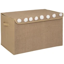 3S. x Home Coffre non-tissé jute et pompons marron Online
