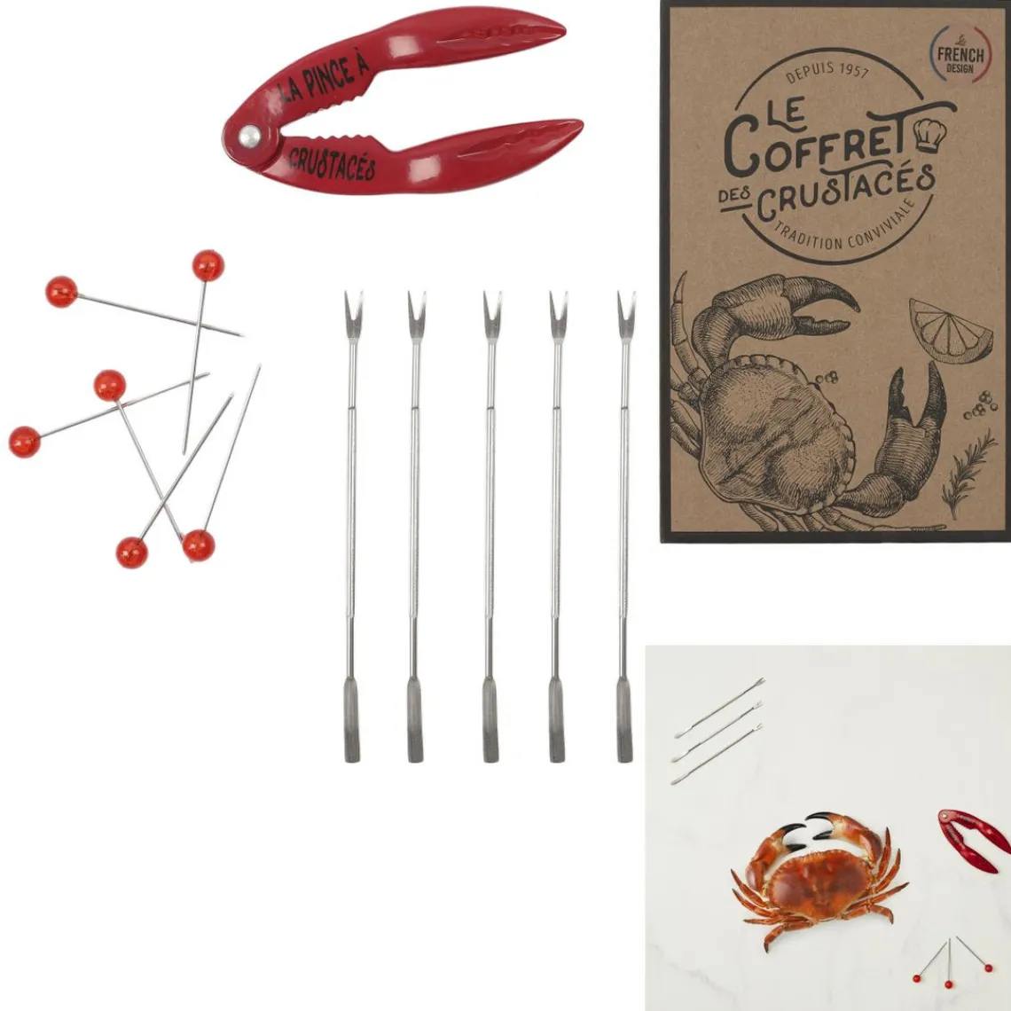 3S. x Home Coffret Crustacés Pince X1 Pique Fourchette X6 M12 New