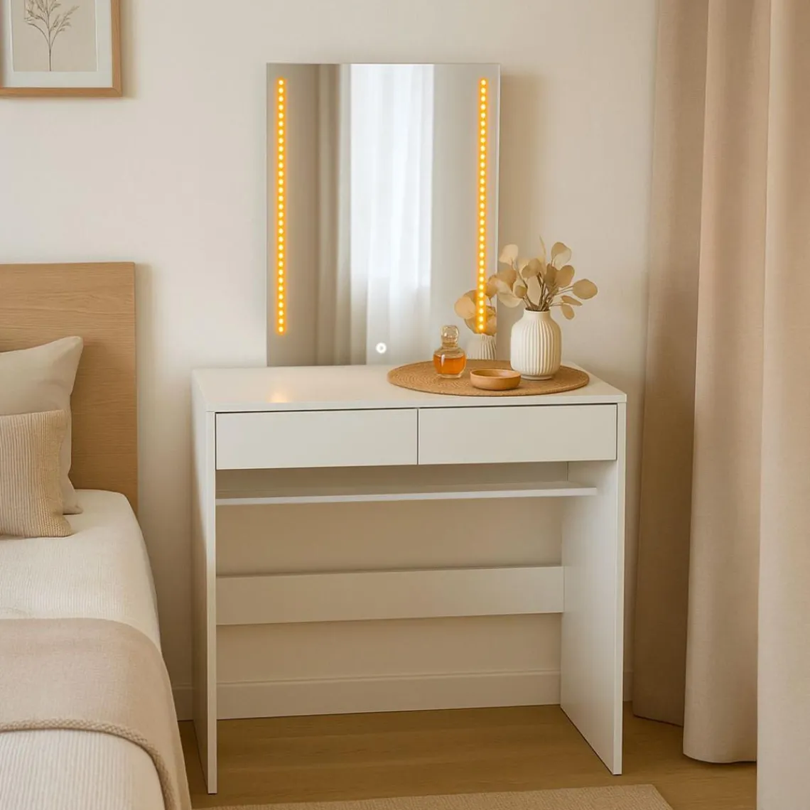 3S. x Home Coiffeuse avec miroir LED Talisma Blanc Best