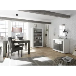 3S. x Home Colonne 3 étagères en bois et 2 portes URBINO blanc brillant et oxyde Outlet