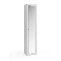 3S. x Home Colonne de rangement salle de bain 1 Porte 5 étagères L40xH195 cm blanc Discount