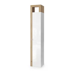 3S. x Home Colonne de rangement salle de bain Ancona 1 Porte 5 étagères coloris Chêne L35xH188 cm Discount