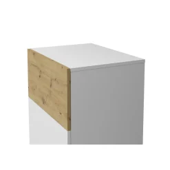 3S. x Home Commode 1 porte 1 tiroir BELM 2 blanc et naturel Discount