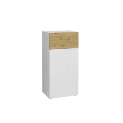 3S. x Home Commode 1 porte 1 tiroir BELM 2 blanc et naturel Discount