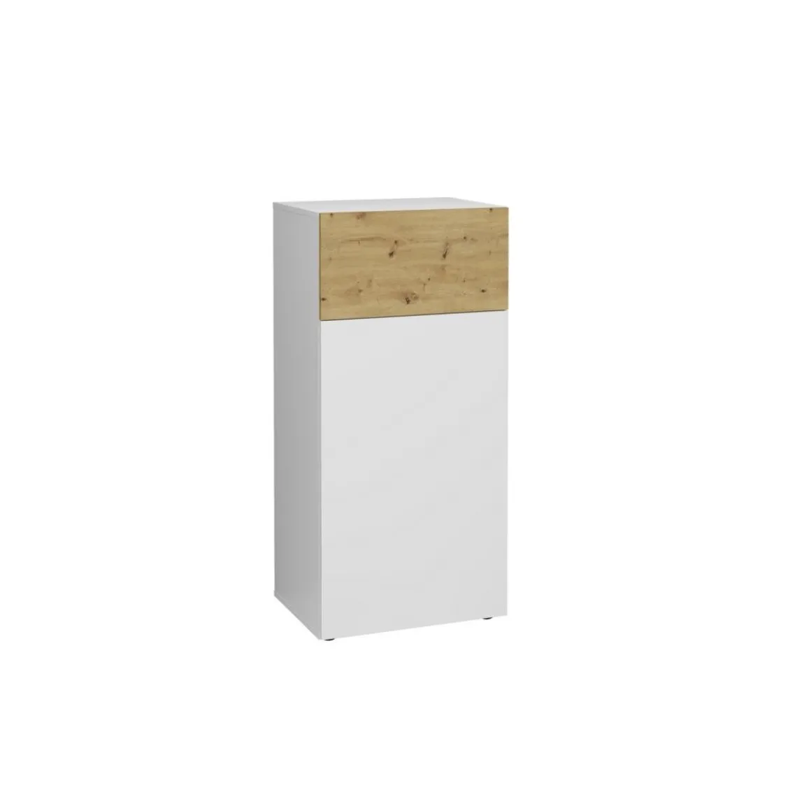 3S. x Home Commode 1 porte 1 tiroir BELM 2 blanc et naturel Discount