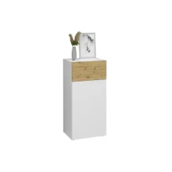 3S. x Home Commode 1 porte 1 tiroir BELM 6 blanc et naturel Best