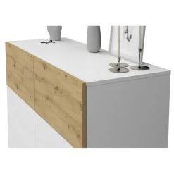 3S. x Home Commode 1 porte 5 tiroirs BELM 1 blanc et naturel Online