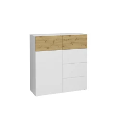 3S. x Home Commode 1 porte 5 tiroirs BELM 1 blanc et naturel Online