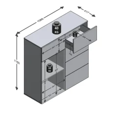 3S. x Home Commode 1 porte 5 tiroirs BELM 1 blanc et naturel Online