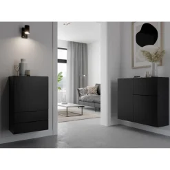 3S. x Home Commode 1 porte 2 tiroirs DARK 5 anthracite