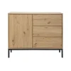 Calicosy Commode 1 Porte 3 Tiroirs Décor Chêne en bois Beige