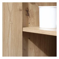 Calicosy Commode 1 Porte 3 Tiroirs Décor Chêne en bois Beige