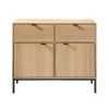 Calicosy Commode 2 Portes 2 Tiroirs Façades Rainurées en bois Beige Outlet