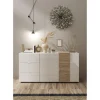 3S. x Home Commode 2 portes 3 tiroirs blanc lacqué New