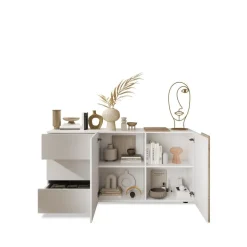 3S. x Home Commode 2 portes 3 tiroirs blanc lacqué New