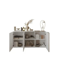 3S. x Home Commode 3 portes Blanc lacqué brillant chene Clearance