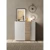 3S. x Home Commode 2 portes Blanc lacqué brillant chene Clearance
