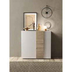 3S. x Home Commode 2 portes Blanc lacqué brillant chene Clearance
