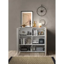 3S. x Home Commode 2 portes Blanc lacqué brillant chene Clearance